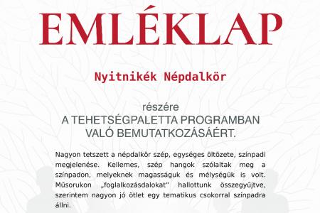 Tehetsgpaletta Program: Orszgos siker a Nyitnikk Npdalkrnek